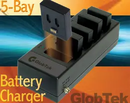 Lithium-Ion battery chargers and cradles meet IEC 60950 (ITE), UL 1310 (Class 2), IEC 60601-1 (Medical) and international EMC standards. GlobTek’s 5-bay charger charges battery in three phases: conditioning,... Lithium-Ion battery chargers and cradles meet IEC 60950 (ITE), UL 1310 (Class 2), IEC 60601-1 (Medical) and international EMC standards. GlobTek’s 5-bay charger charges battery in three phases: conditioning,...