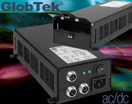 UPS design delivers up to 50W of Continuous Output Power while charging a Li-ion Battery (12V 6Ahr) up to 38W at 12.6V). GlobTek’s GS-480 models have single or dual DC regulated outputs, accepts Universal... UPS design delivers up to 50W of Continuous Output Power while charging a Li-ion Battery (12V 6Ahr) up to 38W at 12.6V). GlobTek’s GS-480 models have single or dual DC regulated outputs, accepts Universal...